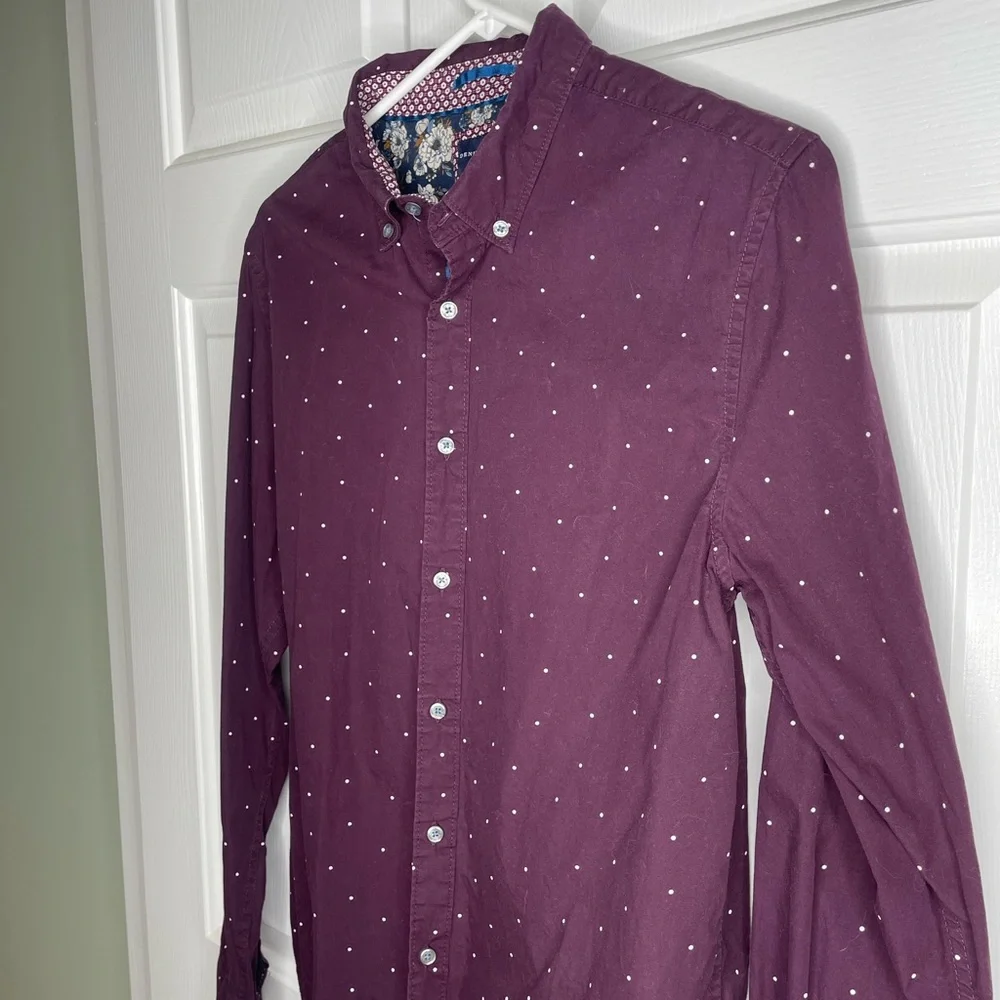 Denim & Flower Purple/Burgundy Polka Dot Button Down Shirt - Medium - Picture 2 of 5